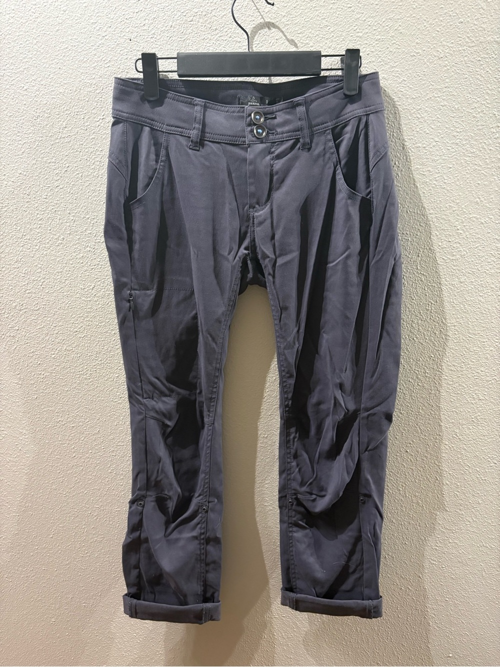 Prana Charcoal Gray Halle Convertible Roll-Up Stretch Hiking Pants Size 0